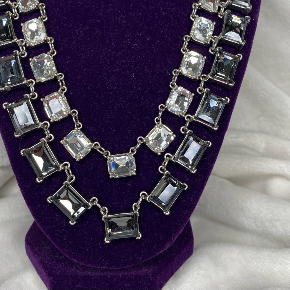 Loft Double Strand Rectangle Rhinestone Statement… - image 2